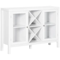 HOMCOM Sideboard Buffet Cabinet with Removable Wine Rack, Tempered Glass Door and Adjustable Shelves, Coffee Bar Cabinet for Living Room, Kitchen, Entryway, White(m-1)