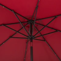 Outsunny 9ft Solar Patio Umbrella Outdoor Sunshade 24 LED Lights Tilt Canopy, Wine Red(m-10)