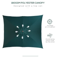 Outsunny 6.5x10ft Rectangle Aluminum Tilt Patio Umbrella Garden Market Parasol Outdoor Sunshade Canopy with Crank(Green)(m-6)