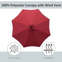 Outsunny 9ft Solar Patio Umbrella Outdoor Sunshade 24 LED Lights Tilt Canopy, Wine Red(m-7)