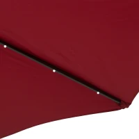 Outsunny 9ft Solar Patio Umbrella Outdoor Sunshade 24 LED Lights Tilt Canopy, Wine Red(m-9)
