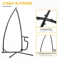 Outsunny Hammock Chair Stand Only, Metal C-Stand for Hanging Hammock Chair with Tray for Indoor, Outdoor, Porch, Patio, Black(m-4)