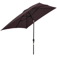 Outsunny 6.5x10ft Rectangle Aluminum Tilt Patio Umbrella Garden Market Parasol Outdoor Sunshade Canopy with Crank (Coffee)(m-2)