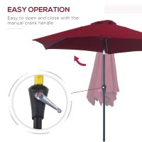 Outsunny 8.5FT Patio Umbrella, Round Garden Parasol with 6 Ribs, Market Sunshade Tilt Canopy w/ Crank Handle for Outdoor, Wine Red(m-4)