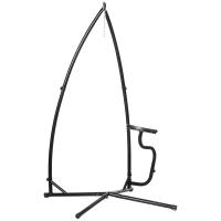 Outsunny Hammock Chair Stand Only, Metal C-Stand for Hanging Hammock Chair with Tray for Indoor, Outdoor, Porch, Patio, Black(m-2)