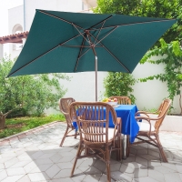 Outsunny 6.5x10ft Rectangle Aluminum Tilt Patio Umbrella Garden Market Parasol Outdoor Sunshade Canopy with Crank(Green)