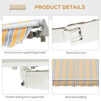 Outsunny 13' x 8' Manual Retractable Patio Awning Sun Shade Outdoor Deck Window Door Canopy Shelter Aluminum Frame Mix Colour(m-5)