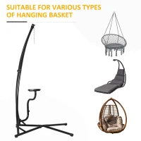 Outsunny Hammock Chair Stand Only, Metal C-Stand for Hanging Hammock Chair with Tray for Indoor, Outdoor, Porch, Patio, Black(m-7)