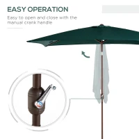 Outsunny 6.5x10ft Rectangle Aluminum Tilt Patio Umbrella Garden Market Parasol Outdoor Sunshade Canopy with Crank(Green)(m-4)