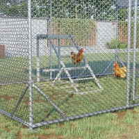 PawHut Chicken Coop Toys with Swing, Perches & Platform, Wooden Hen Playset, Enhances Poultry Health, Gray(m-1)