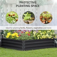Outsunny 4' x 4' x 1' Raised Garden Bed Galvanized Steel Planter Box for Vegetables, Flowers, Herbs, Grey(m-5)