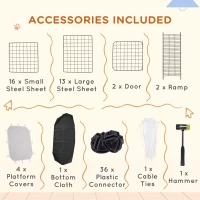 PawHut 31 Panels Pet Playpen with Water-resistant Cloth, Small Animal Playpen, Portable Metal Wire Yard for Ferrets, Chinchillas, Squirrels, with Doors, Ramps, Covered with Soft Fabric(m-9)