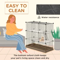 PawHut 31 Panels Pet Playpen with Water-resistant Cloth, Small Animal Playpen, Portable Metal Wire Yard for Ferrets, Chinchillas, Squirrels, with Doors, Ramps, Covered with Soft Fabric(m-6)