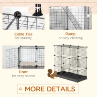 PawHut 31 Panels Pet Playpen with Water-resistant Cloth, Small Animal Playpen, Portable Metal Wire Yard for Ferrets, Chinchillas, Squirrels, with Doors, Ramps, Covered with Soft Fabric(m-8)