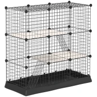 PawHut 31 Panels Pet Playpen with Water-resistant Cloth, Small Animal Playpen, Portable Metal Wire Yard for Ferrets, Chinchillas, Squirrels, with Doors, Ramps, Covered with Soft Fabric(m-1)