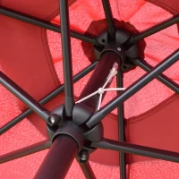 Outsunny 9' Round Aluminum Patio Umbrella 6 Ribs Market Sunshade Tilt Canopy w/ Crank Handle Garden Parasol Wine Red(m-10)