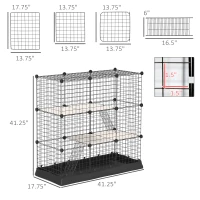 PawHut 31 Panels Pet Playpen with Water-resistant Cloth, Small Animal Playpen, Portable Metal Wire Yard for Ferrets, Chinchillas, Squirrels, with Doors, Ramps, Covered with Soft Fabric(m-3)