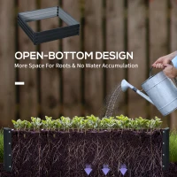 Outsunny 4' x 4' x 1' Raised Garden Bed Galvanized Steel Planter Box for Vegetables, Flowers, Herbs, Grey(m-7)