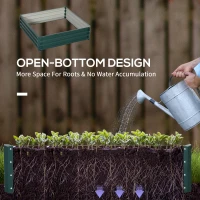 Outsunny 4' x 4' x 1' Raised Garden Bed Galvanized Steel Planter Box for Vegetables, Flowers, Herbs, Green(m-7)