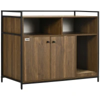 PawHut Hidden Cat Litter Box Enclosure with Scratching Pad, Cat Washroom Storage Bench Side End Table with Double Doors, Brown(m-1)