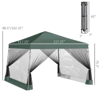 Outsunny Slant Leg Pop Up Canopy Tent with Netting and Carry Bag, Instant Sun Shelter, Tents for Parties, Height Adjustable, for Outdoor, Garden, Patio, (11.5'x11.5' Base / 10'x10' Top), Green(m-3)