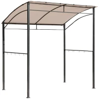 Outsunny 7' x 5' BBQ Grill Gazebo Tent Garden Grill Metal Frame and Canopy with Hooks Outdoor Sun Shade Beige(m-2)