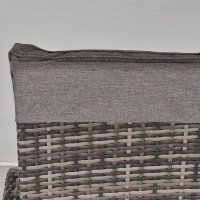 Outsunny 3 PC Rattan Wicker Conversation Patio Set with Side Coffee Table and Adjustable Backrest, Grey(m-9)