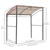 Outsunny 7' x 5' BBQ Grill Gazebo Tent Garden Grill Metal Frame and Canopy with Hooks Outdoor Sun Shade Beige(m-3)