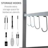 Outsunny 7' x 5' BBQ Grill Gazebo Tent Garden Grill Metal Frame and Canopy with Hooks Outdoor Sun Shade Beige(m-4)