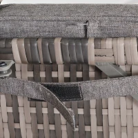 Outsunny 3 PC Rattan Wicker Conversation Patio Set with Side Coffee Table and Adjustable Backrest, Grey(m-8)