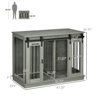 PawHut Modern Dog Crate End Table with Divider Panel, Gray(m-3)