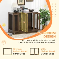 PawHut Furniture Style Dog Crate with Removable Divider, Dog Crate Side End Table Indoor with Double Doors, for Small to Large Dogs, 47" x 23.5" x 35", Walnut(m-5)