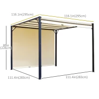 Outsunny 10' x 10' Steel Pergola Retractable Water Resistant Canopy- Cream White(m-3)