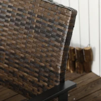 Outsunny Rattan Wicker Chair Set of 2, Single Padded Armchair with Quick Dry Foam Padded Seat, Steel Frame for Porch, Garden and Poolside, Outdoor Patio Furniture, Brown(m-7)