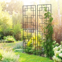 Outsunny 2 Pack Garden Trellis for Climbing Plants, Outdoor Metal Grid Panels for Roses, Vine Flower, Cucumber, Clematis, 72" Tall