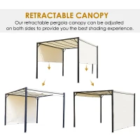 Outsunny 10' x 10' Steel Pergola Retractable Water Resistant Canopy- Cream White(m-6)