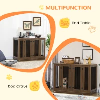PawHut Furniture Style Dog Crate with Removable Divider, Dog Crate Side End Table Indoor with Double Doors, for Small to Large Dogs, 47" x 23.5" x 35", Walnut(m-4)