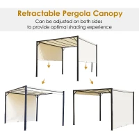 Outsunny 10' x 10' Steel Pergola Retractable Water Resistant Canopy- Cream White(m-5)
