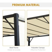 Outsunny 10' x 10' Steel Pergola Retractable Water Resistant Canopy- Cream White(m-4)