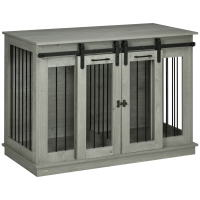 PawHut Modern Dog Crate End Table with Divider Panel, Gray