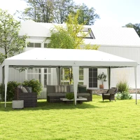 Outsunny 10' x 19' Outdoor Pop Up Party Tent Garden Easy Set Up Gazebo Canopy Market Event Sunshade, White(m-1)