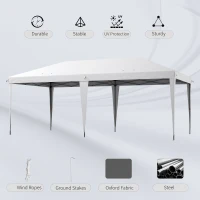 Outsunny 10' x 19' Outdoor Pop Up Party Tent Garden Easy Set Up Gazebo Canopy Market Event Sunshade, White(m-6)