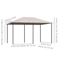 Outsunny 13'x 10' Soft-top Steel Patio Gazebo Canopy Party Tent with 6 Removable Curtains and Drainage Holes, Khaki(m-3)