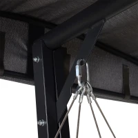 Outsunny Outdoor Swing 3-Person Metal Porch Swing Chair Chaise Lounge Bed for Patio Garden Poolside(m-9)