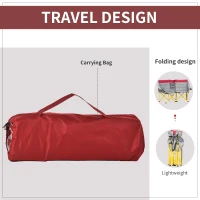 Outsunny 62" W Double Seat Camping Chair Folding Lawn Loveseat w/ Storage Pocket & Cup Holder Compact in a Bag for Outdoor, Beach, Picnic, Hiking, Travel, Red(m-5)