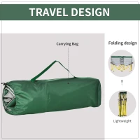 Outsunny 62" W Double Seat Camping Chair Folding Lawn Loveseat w/ Storage Pocket & Cup Holder Compact in a Bag for Outdoor, Beach, Picnic, Hiking, Travel, Green(m-5)