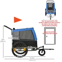 Aosom 2-in-1 Dog Bike Trailer Pet Stroller for Medium Dogs with Suspension, Hitch, Storage, Bicycle Cart Wagon Cargo Carrier Attachment for Travel, Blue(m-3)