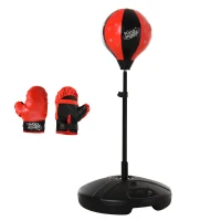 Qaba Indoor Fun Toy Punch Boxing Bag w/ Fillable Base & Soft Safety Mitts for Kids(m-1)