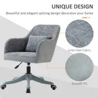 Vinsetto Office Chair, Lumbar Massage Desk Chair with Barrel Chair Armrests, USB Powered Massage, Mid-Back, 360 Swivel, Throw Pillow, Adjustable Height, Gray(m-5)