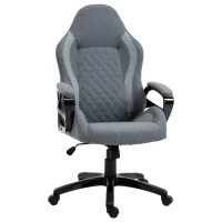 Vinsetto Ergonomic Home Office Chair High Back Task Computer Desk Chair with Padded Armrests, Linen Fabric, Swivel Wheels, and Adjustable Height, Grey(m-1)
